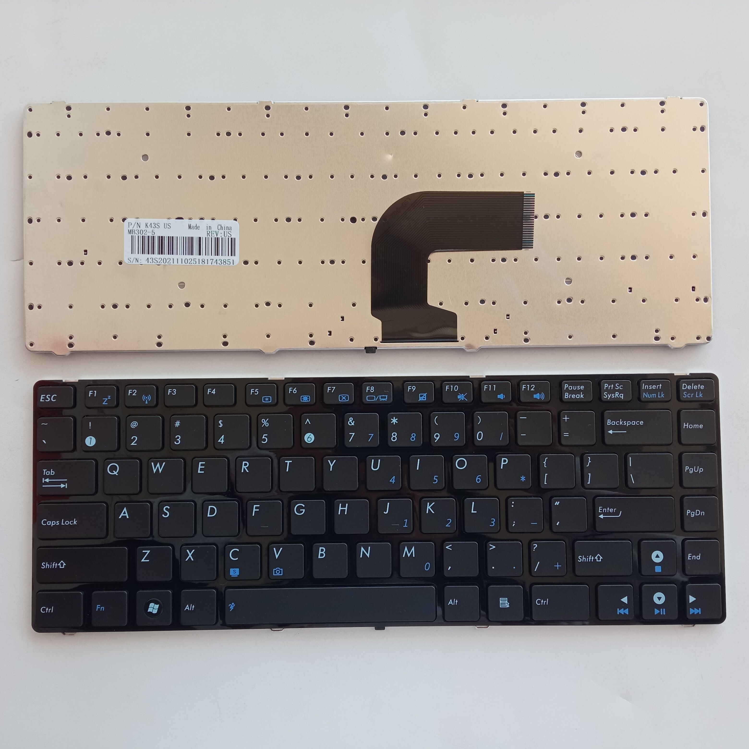 Picture of New Replacement Laptop Keyboard For ASUS A43S curved cable BLACK FRAME BLACK (OEM) US Layout